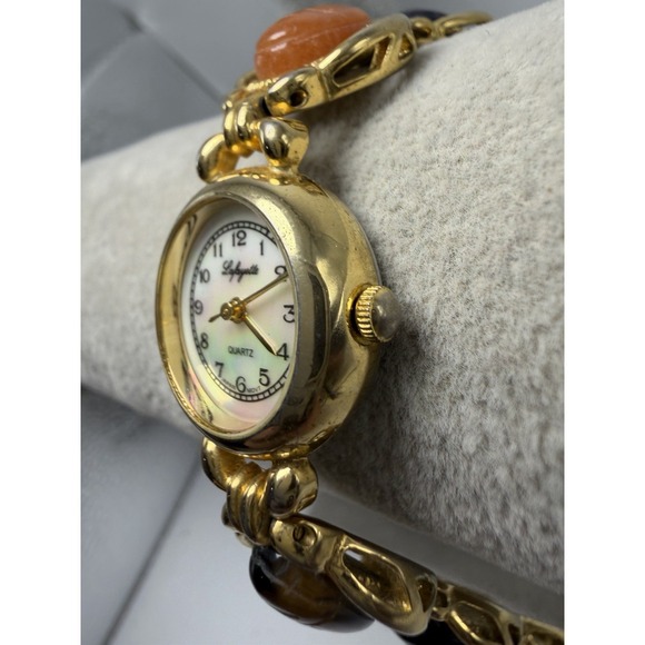 Lafayette Scarab Beetle Watch New Battery Ladies MOP Watch 22MM 6.5\